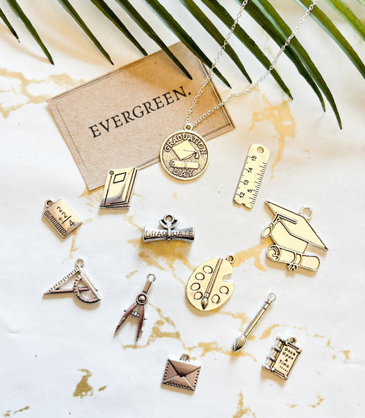 Graduation / Education Pendant / Charm - School, College, University, Leavers, Maths, Art, English, Teacher, Pupil, Student