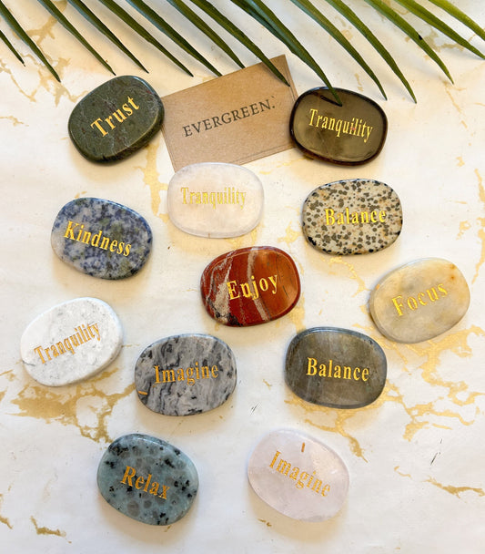Crystal Motivational / Inspirational Word Thumb Stone / Worry Stone / Palm Stone