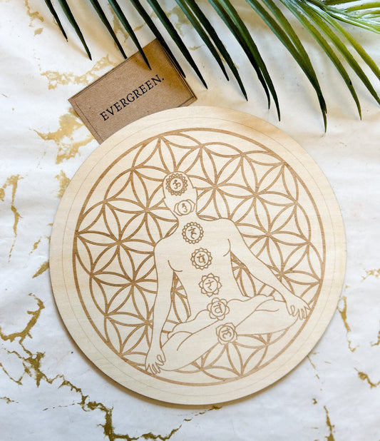Wooden Chakra / Reiki / Healing / Meditation / Energy Protection Board 20cm
