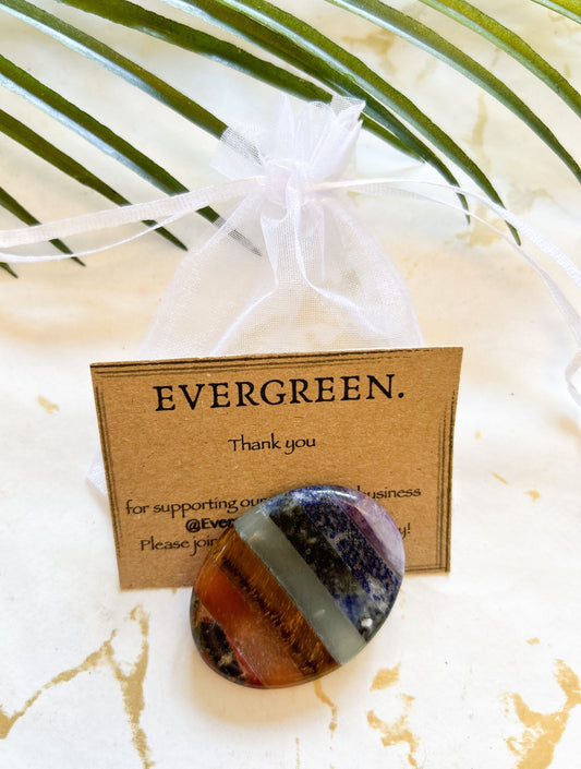 7 Chakra Crystal Thumb Stone / Worry Stone / Palm Stone -  Stress & Anxiety Relief, Meditation, Healing