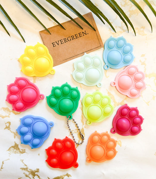 Paw Print Fidget Popper Keychain - Stress & Anxiety Relief