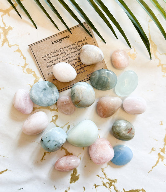 Morganite Crystal Tumbled Stone - Love, Healing & Compassion