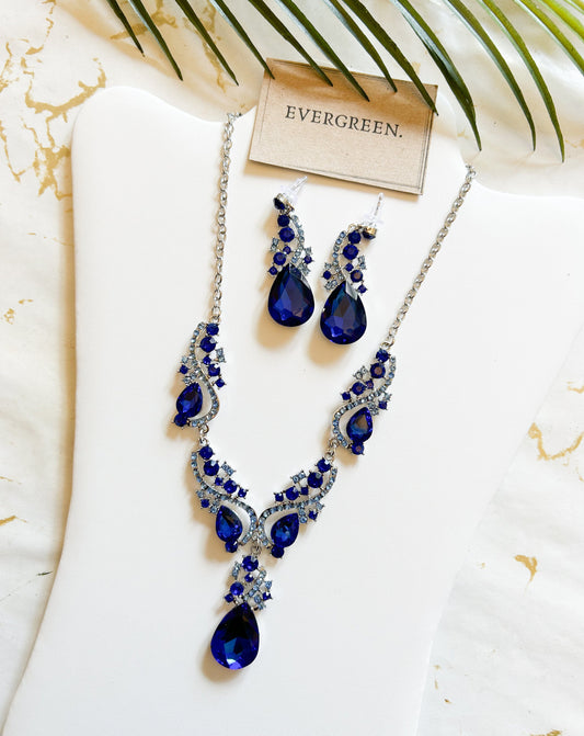 Vintage Style Droplet Necklace & Earrings Set - Wide Variety Of Colours Available!