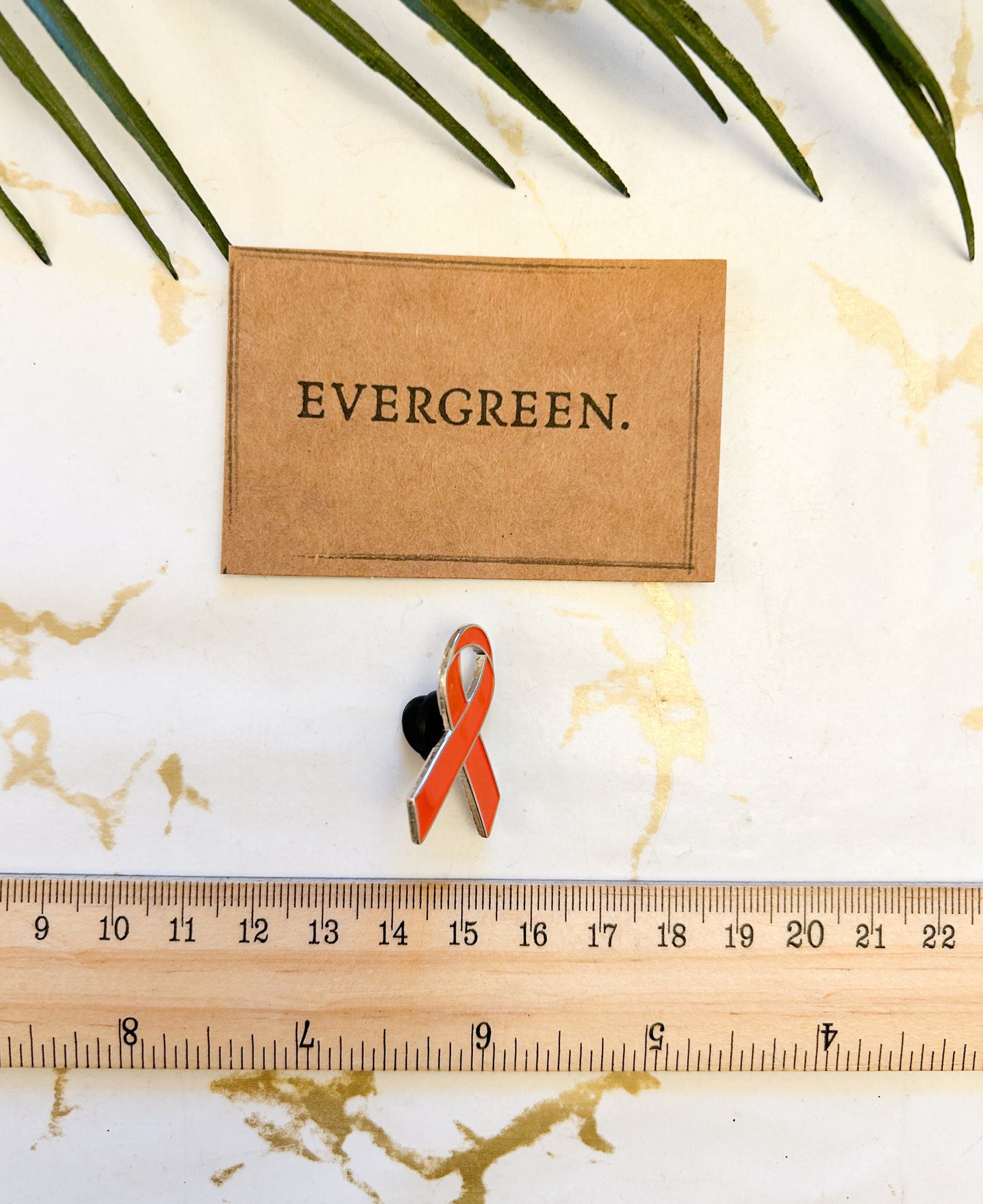 Orange Ribbon Pin / Brooch - Leukemia, Cancer, Multiple Sclerosis Awareness