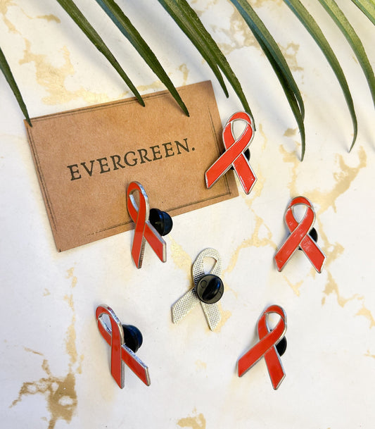 Orange Ribbon Pin / Brooch - Leukemia, Cancer, Multiple Sclerosis Awareness
