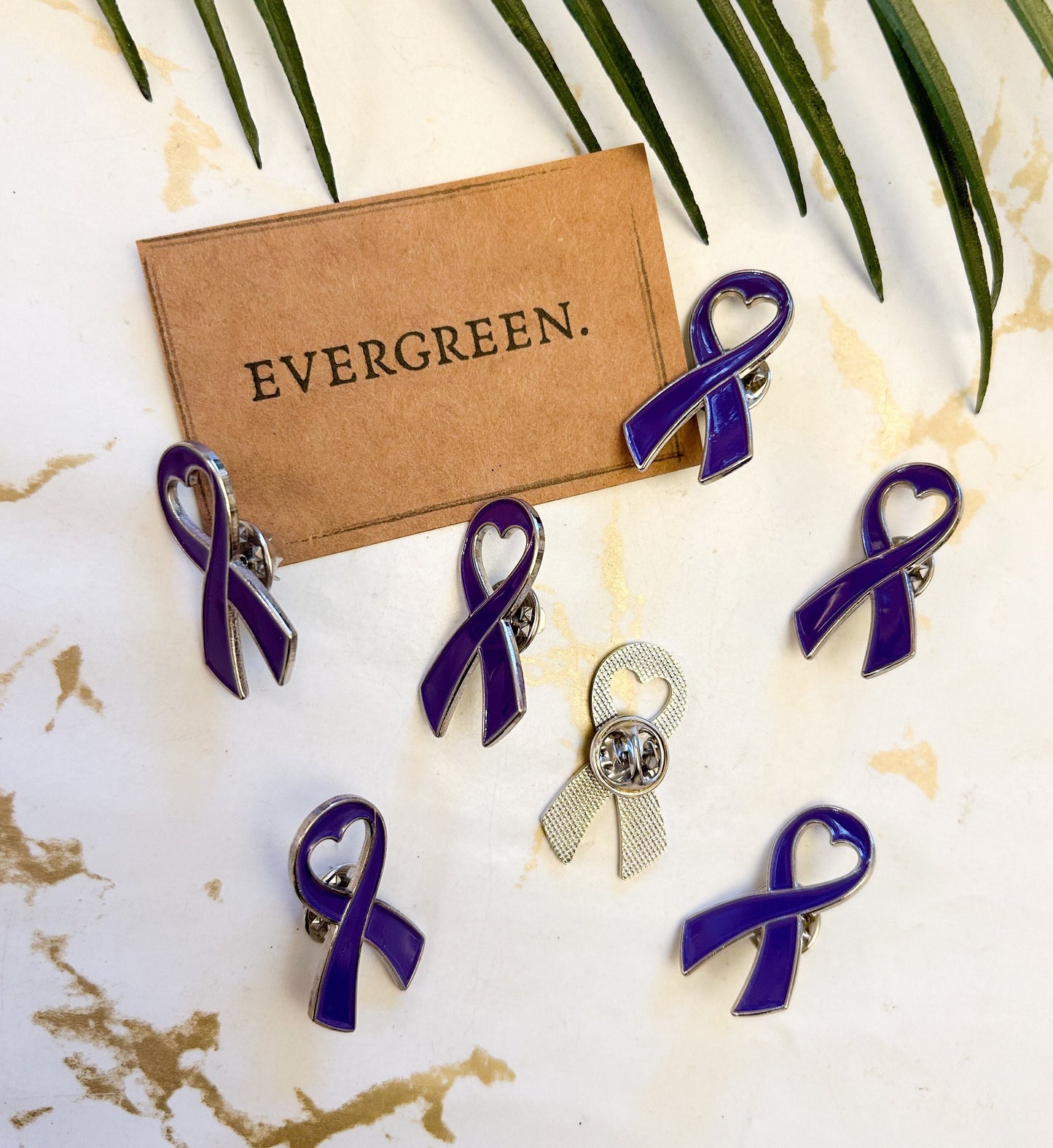 Purple Heart Ribbon Pin / Brooch - Cancer Awareness