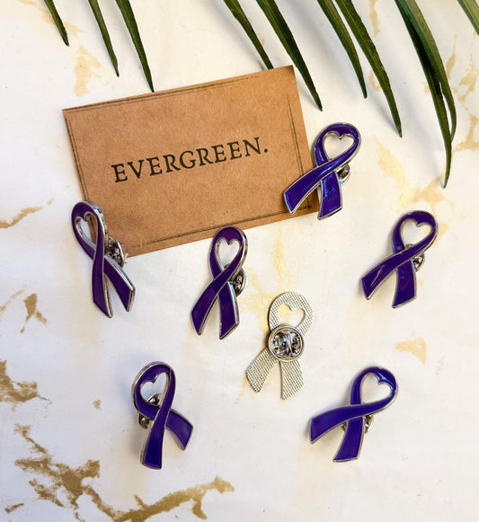 Purple Heart Ribbon Pin / Brooch - Cancer Awareness