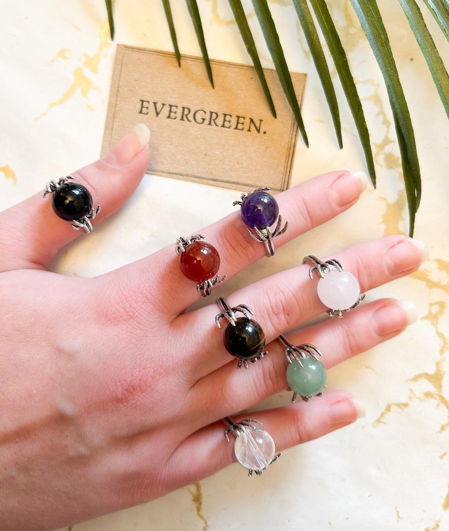 Hand Clasping Crystal Ball Ring - One Size Fits All / Wide Variety Available