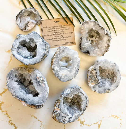 Natural Agate Crystal Geode - Positive Energy, Concentration & Healing