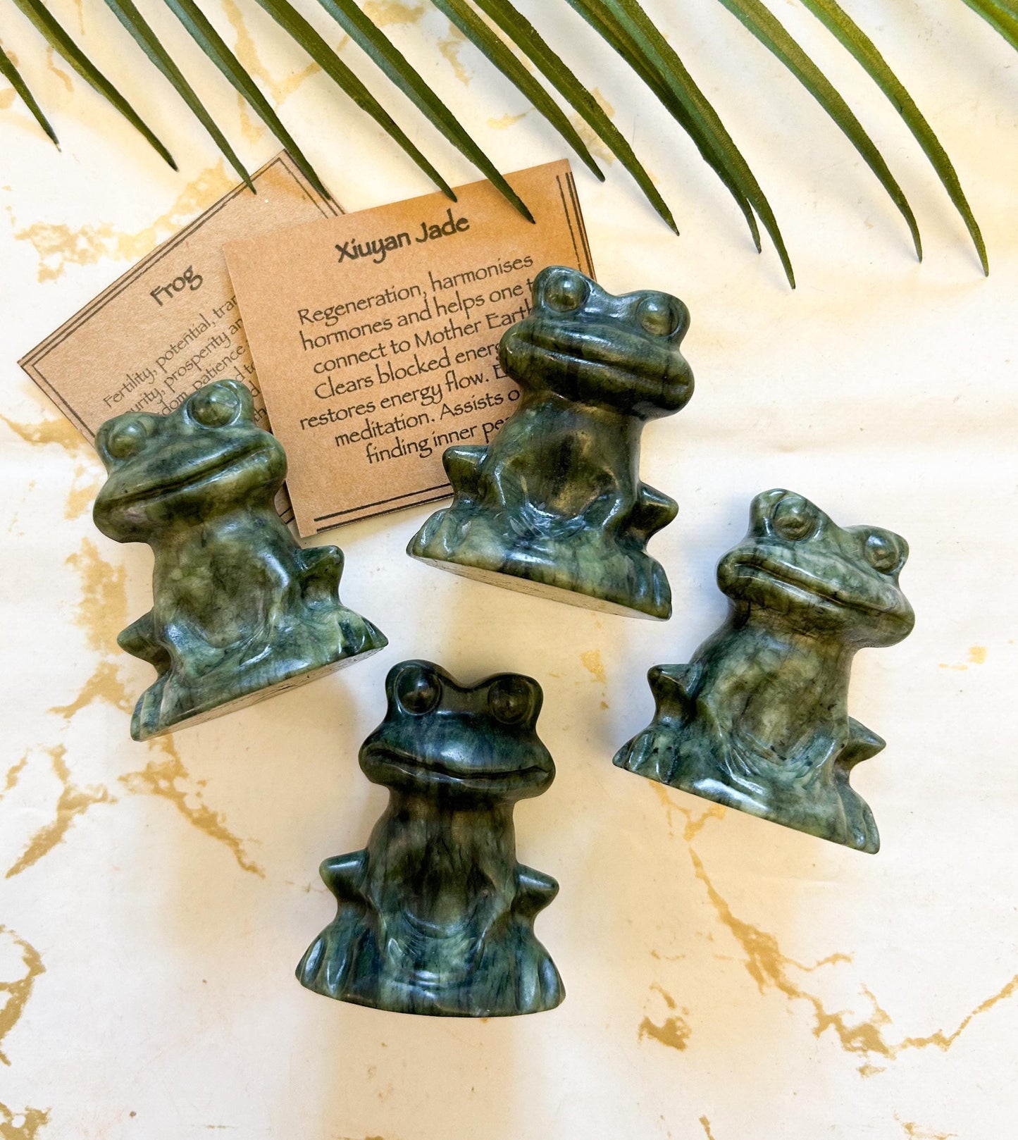 Xiuyan Jade Crystal Frog Carving - Inner Peace, Harmony & Energy