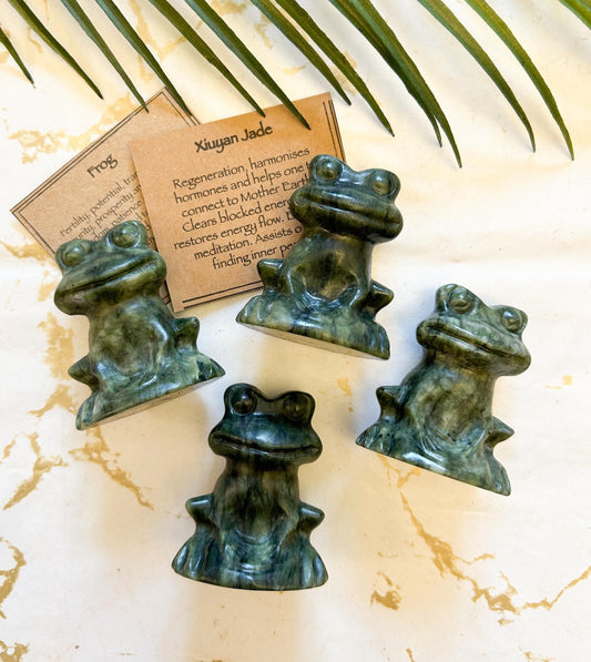 Xiuyan Jade Crystal Frog Carving - Inner Peace, Harmony & Energy