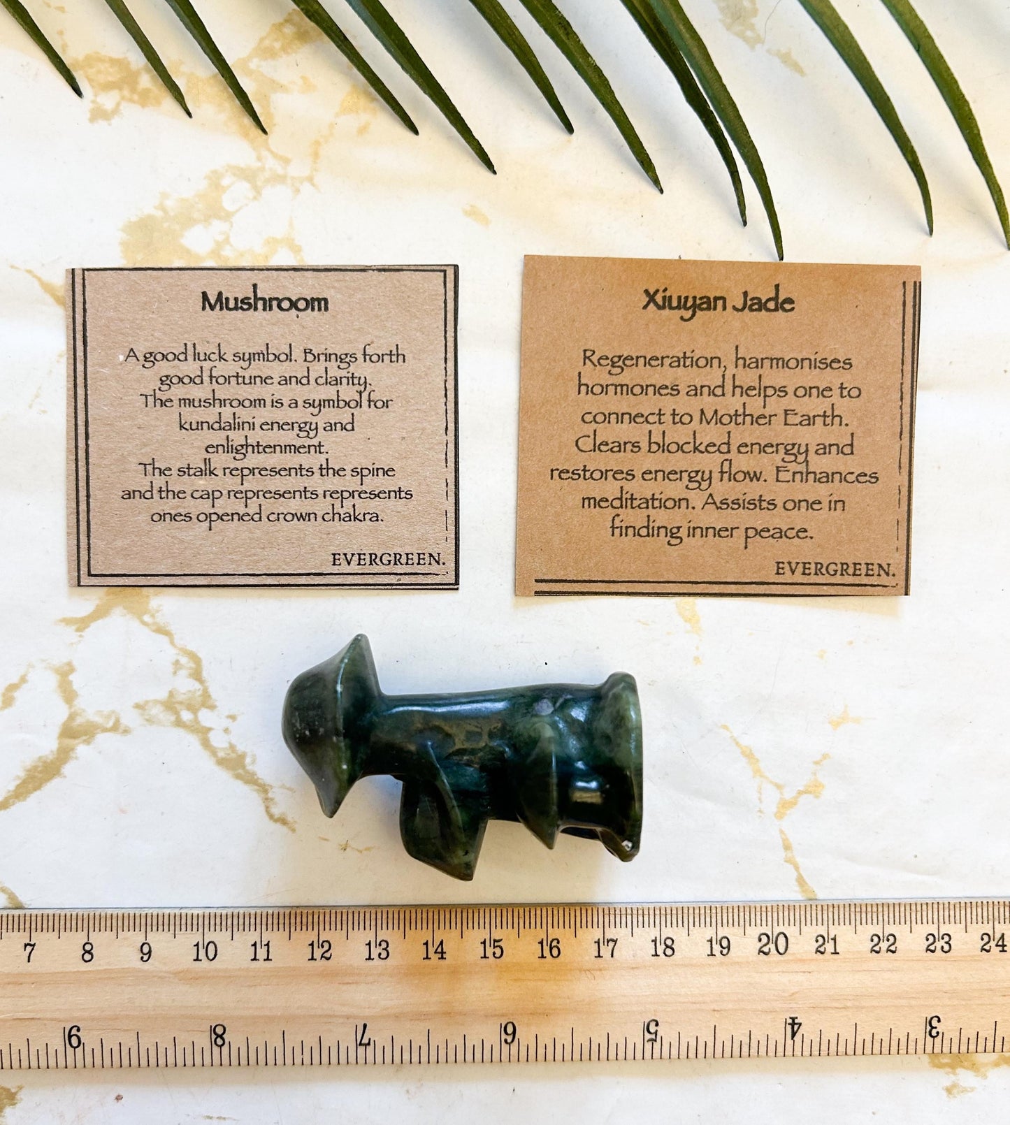 Xiuyan Jade Crystal Mushroom Carving - Inner Peace, Harmony & Energy
