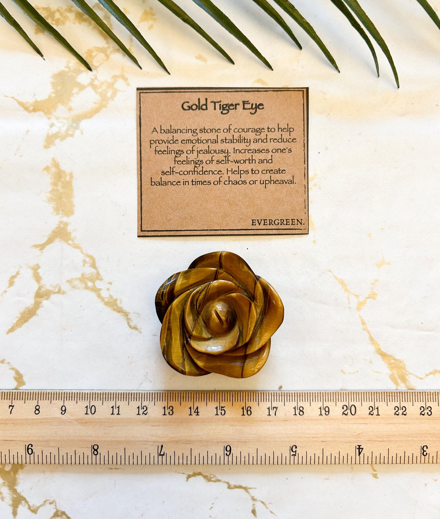 Gold Tiger Eye Crystal Rose Carving - Courage, Stability, Self-Worth