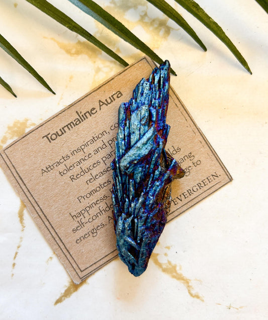 Tourmaline Aura Crystal Feather - Compassion, Tolerance & Prosperity