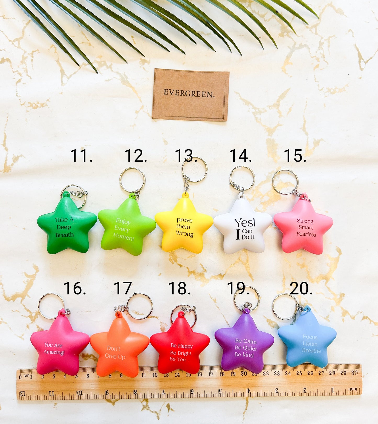 Stress Relief Motivational Quote Squishy Star Keychains - Wide Variety Available!