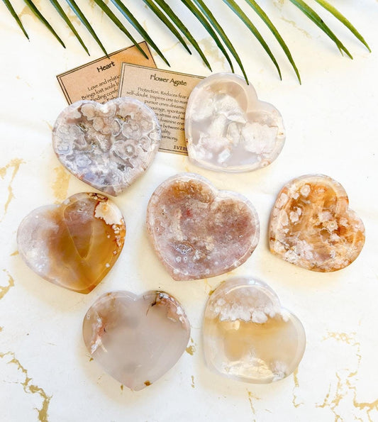 Flower Agate Crystal Heart Trinket Dish - Protection, Courage & Manifestation