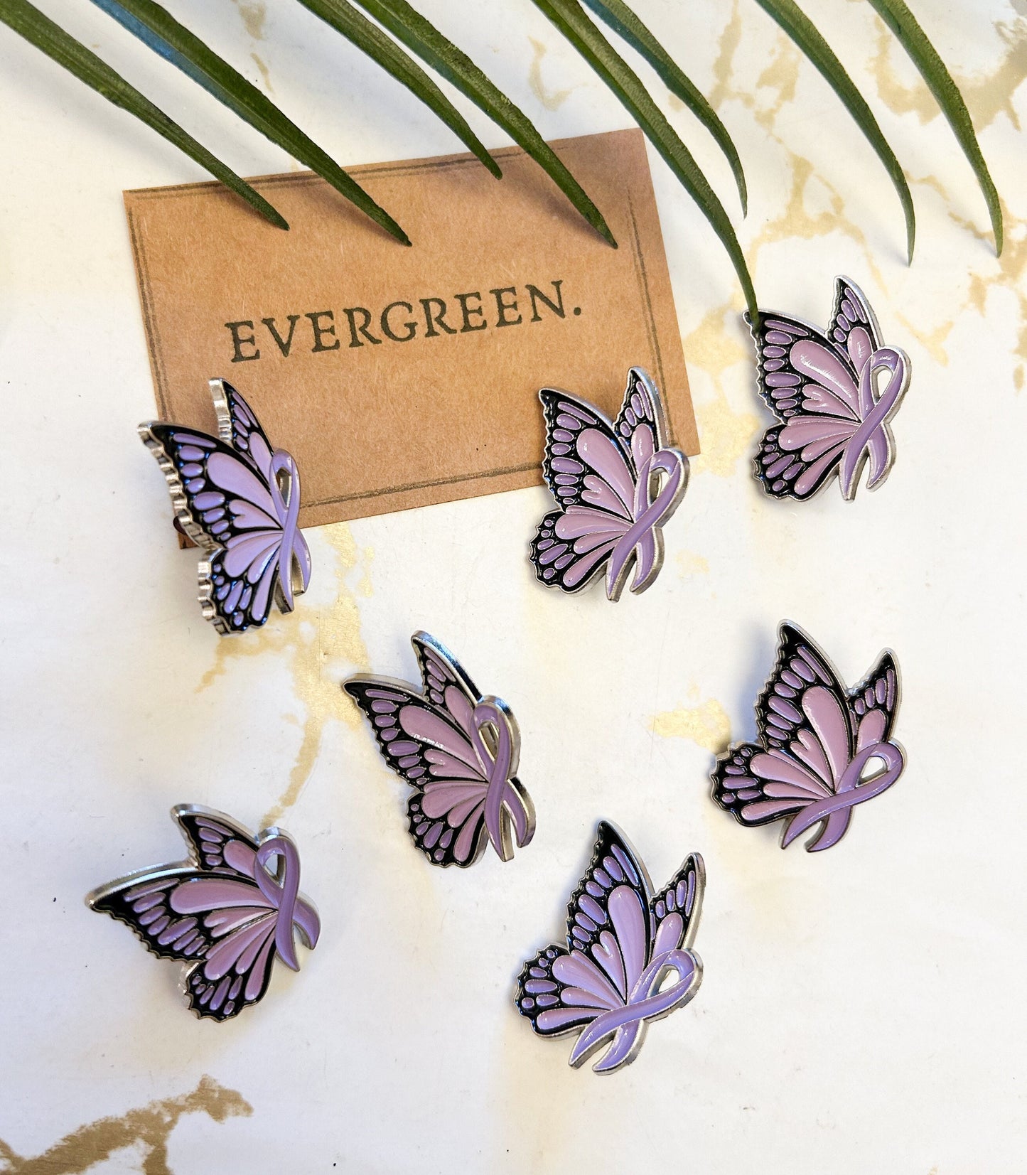 Purple Ribbon Butterfly Pin - Lupus, Alzheimers, Pancreatic Cancer, Awareness, Hope, faith