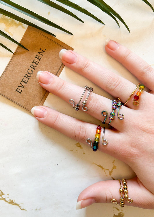 Gold / Silver / Rainbow Aura / Chakra Fidget Ring - Stress & Anxiety Relief