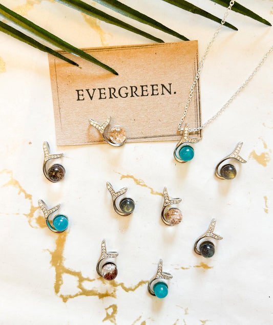 Sterling Silver Crystal Ball Pendant - Labradorite / Amazonite / Blue Moonstone / Garden Quartz