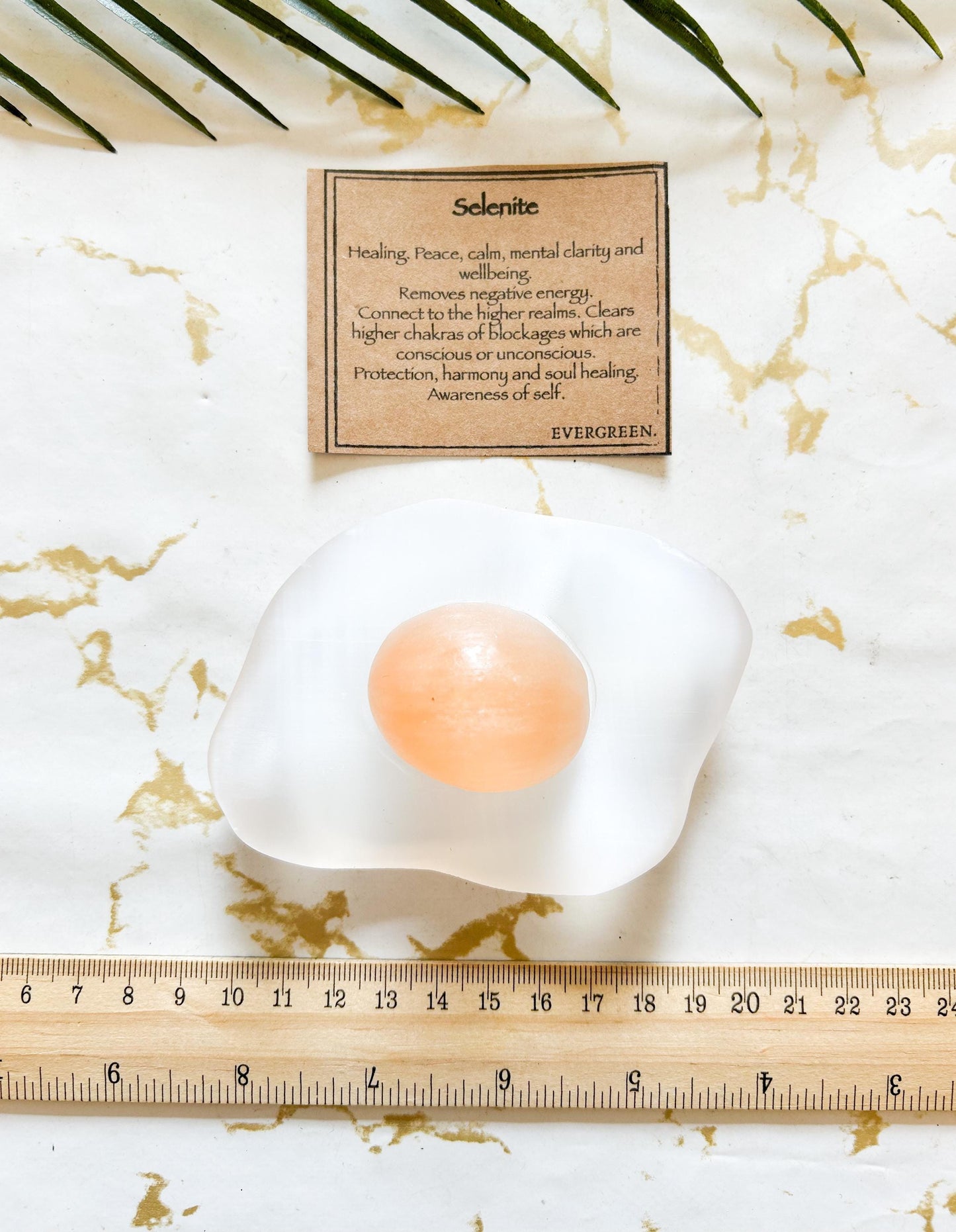 Selenite Crystal Fried Egg Carving - Peace, Clarity & Wellbeing