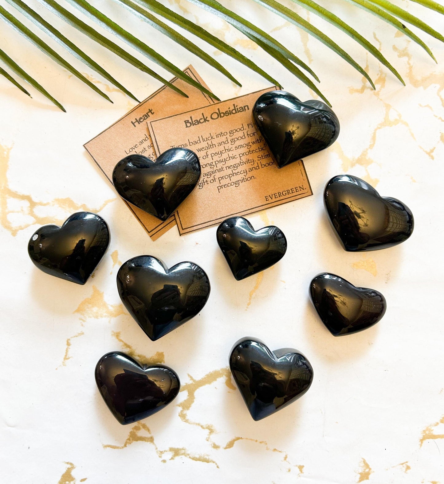 Black Obsidian Crystal Heart Carving - Luck, Fortune & Protection