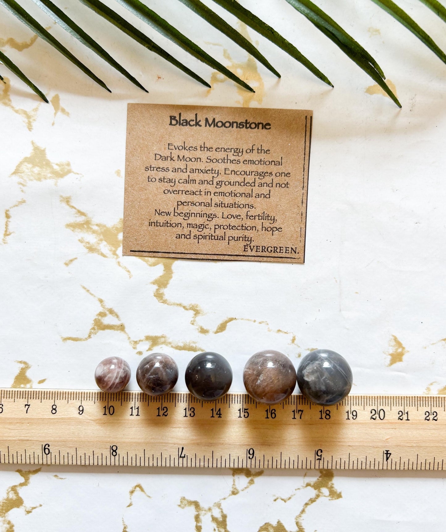 Black Moonstone Crystal Sphere - Calm, Grounding & New Beginnings