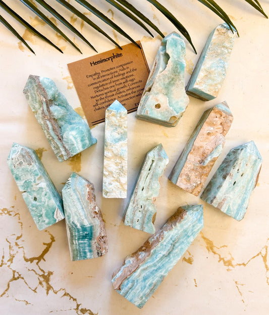 Hemimorphite Crystal Druzy Tower - Compassion, Communication & Self-Confidence
