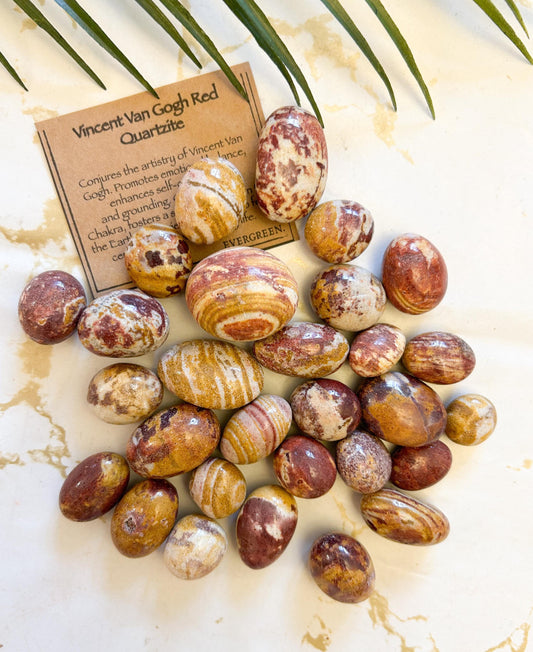 Vincent Van Gogh Red Quartzite Tumbled Stone - Balance, Self-Confidence & Grounding