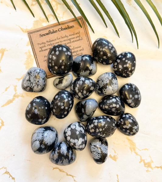 Snowflake Obsidian Crystal Tumbled Stone - Empowerment, Purity & Balance