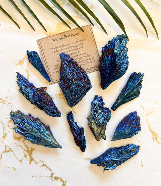 Tourmaline Aura Crystal Feather - Compassion, Tolerance & Prosperity