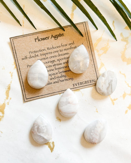 Flower Agate Crystal Droplet - Protection, Courage & Manifestation