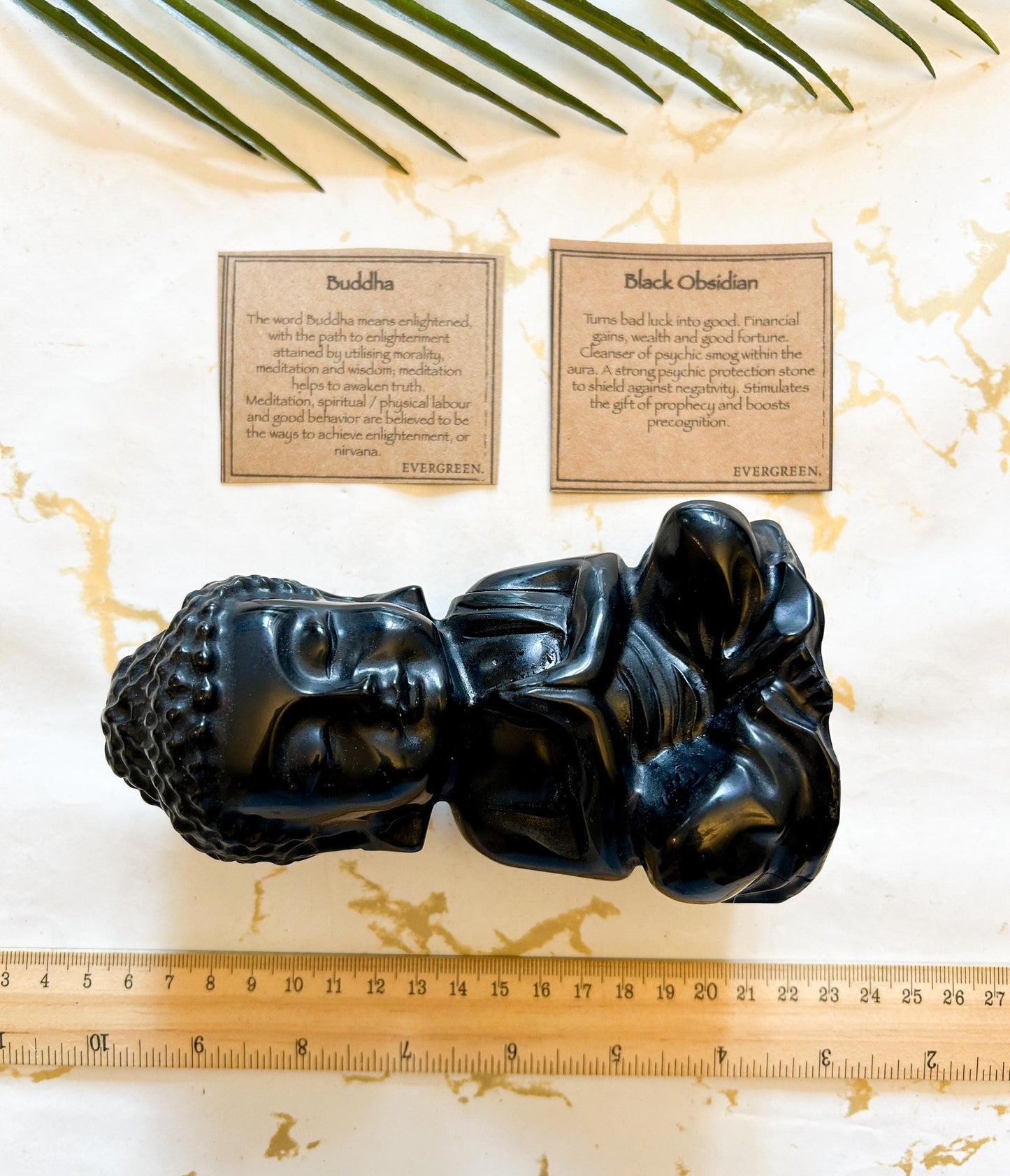 Black Obsidian Crystal Buddha Carving - Financial Gain, Good Fortune & Luck