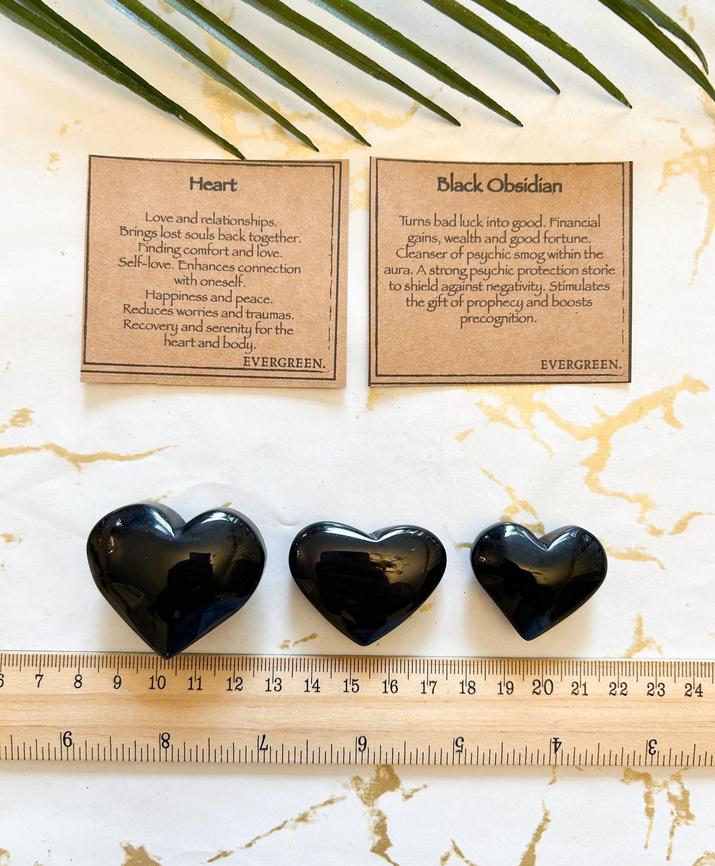 Black Obsidian Crystal Heart Carving - Luck, Fortune & Protection
