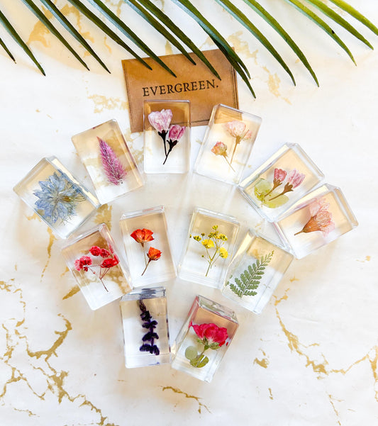 Natural Pressed Wildflower Crystal Resin Paper Weight - Wide Variety Available!