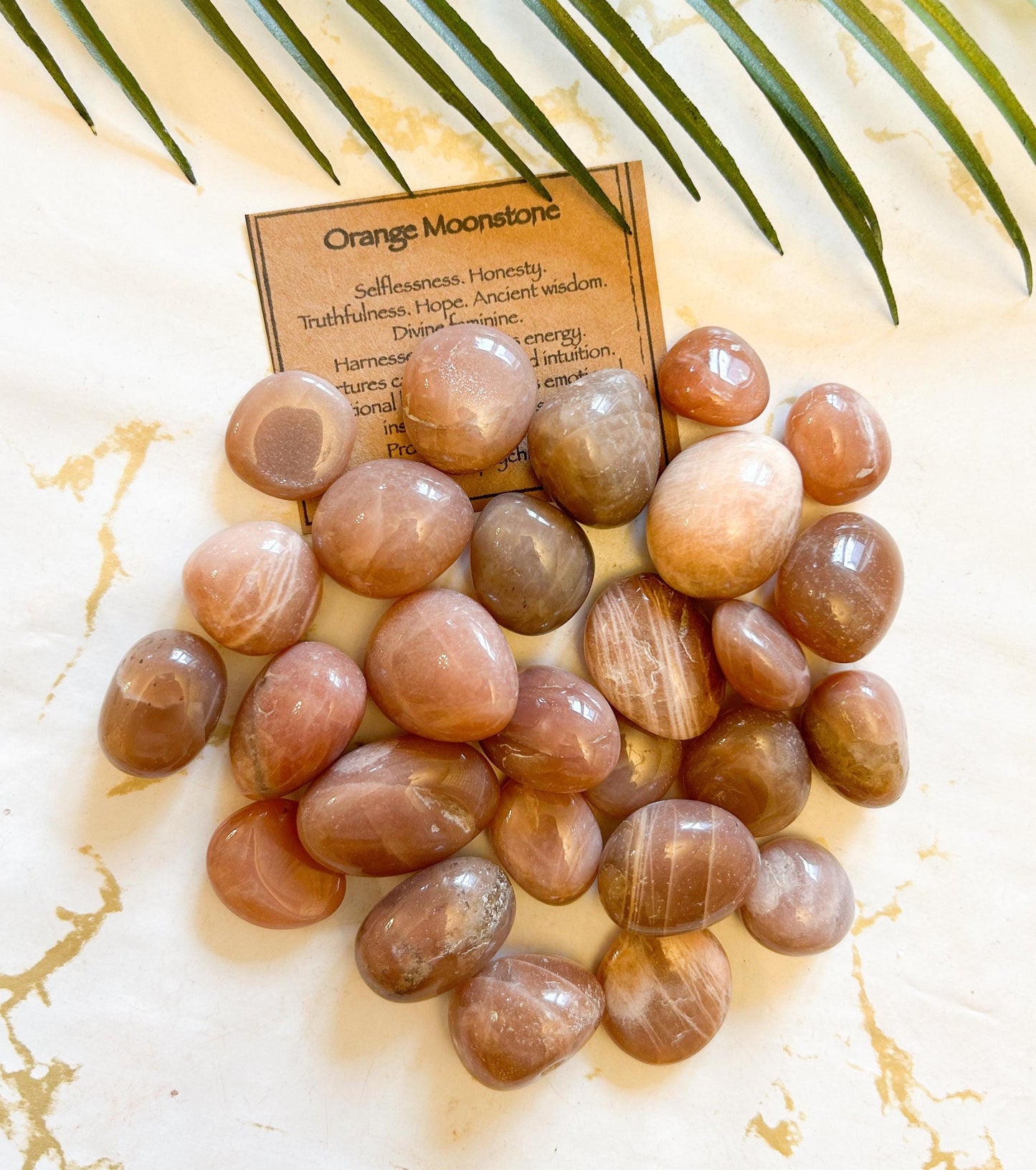 Orange Moonstone Crystal Tumbled Stone - Selflessness, Hope & Wisdom