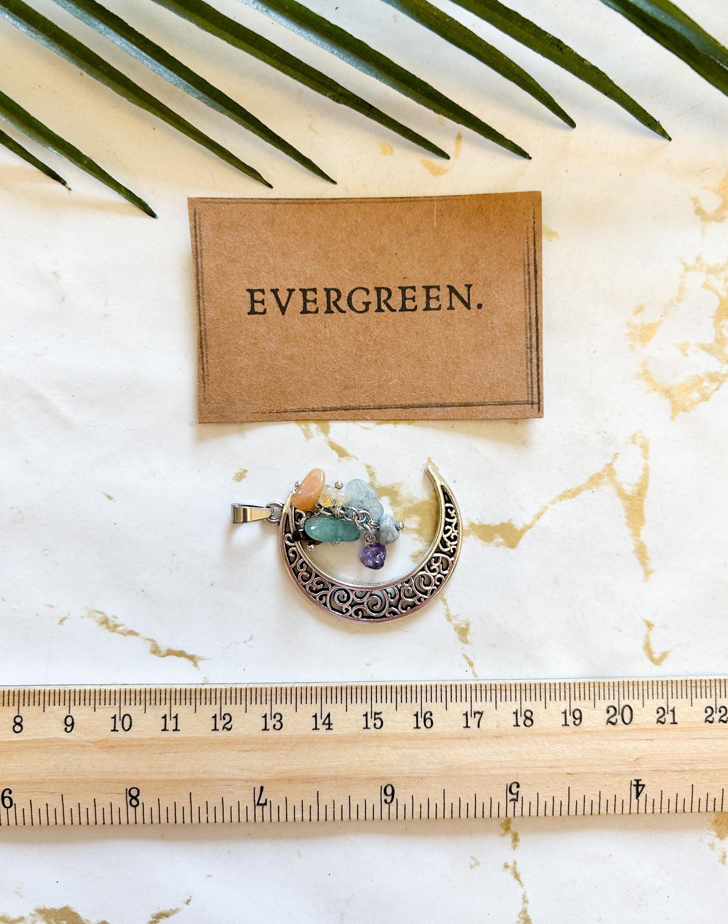 Celestial Moon With Crystal Chakra Chips Pendant / Charm - Variety Of Chains Available!