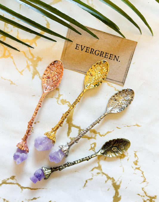 Amethyst Crystal Ornate Floral Teaspoon - Wide Variety Available!