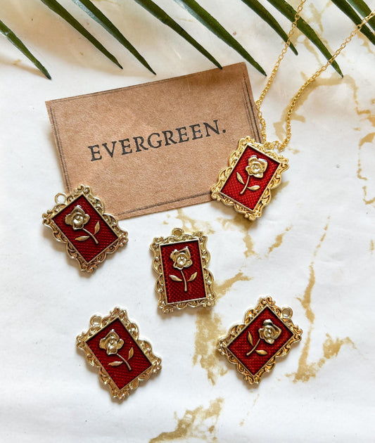 Ornate Frame Rose Pendant / Charm - Variety Of Chains Available