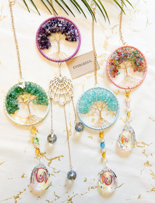 Stunning Crystal Chip Tree Of Life Dream Catcher / Sun Catcher - Wide Variety Available!