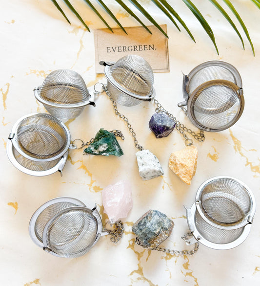 Raw / Rough Crystal Tea Strainer - Agate / Quartz / Jasper / Tiger Eye / Amethyst