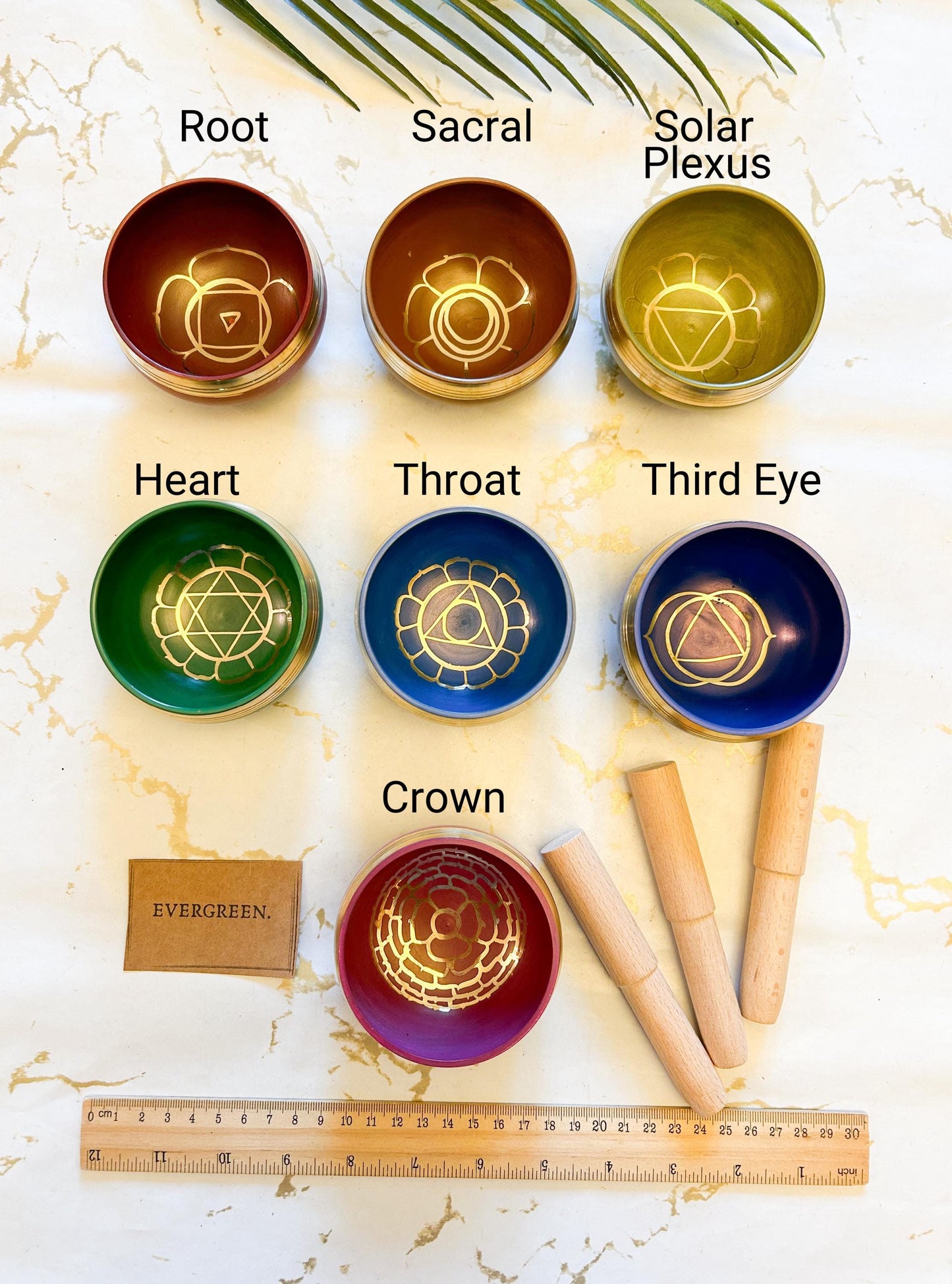 Hand Crafted Brass Tibetan Singing Bowl - Root, Sacral, Solar Plexus, Heart, Throat, Third Eye, Crown Chakra