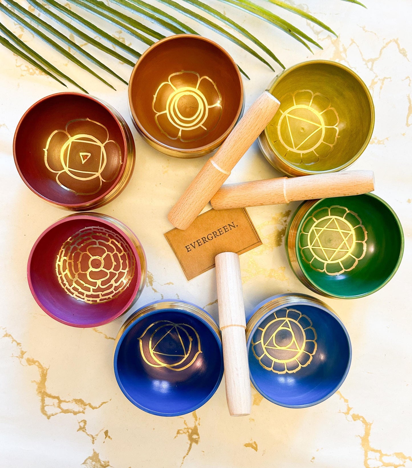 Hand Crafted Brass Tibetan Singing Bowl - Root, Sacral, Solar Plexus, Heart, Throat, Third Eye, Crown Chakra