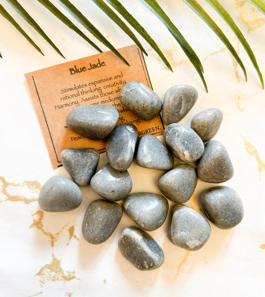 Blue Jade Crystal Tumbled Stone - Thought, Creativity & Harmony