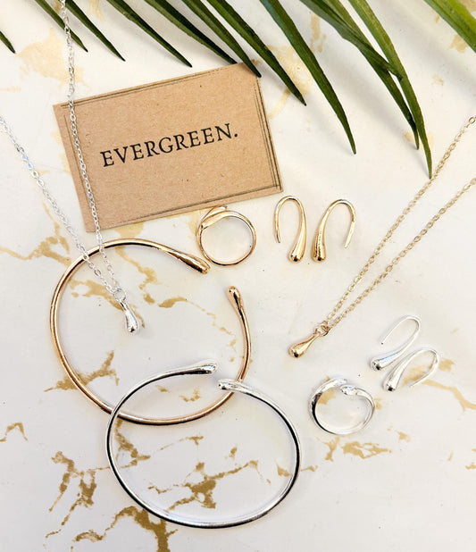 Droplet Twist Adjustable Gold Plated Necklace / Bracelet / Earrings / Ring