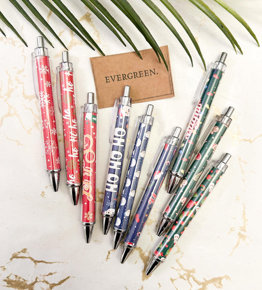 Christmas Themed Biro With Black Ink - Wide Variety Available!