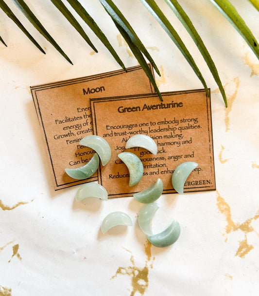 Green Aventurine Crystal Moon - Joy, Happiness & Harmony