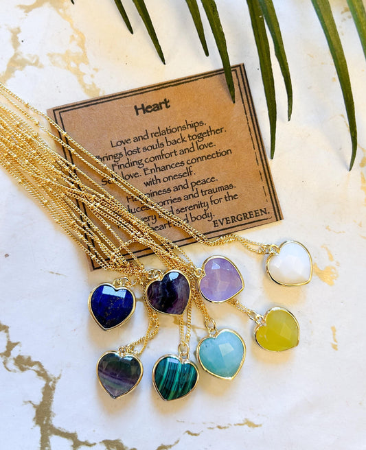 Crystal Heart Pendant Necklace & Gold Chain - Wide Variety Available!