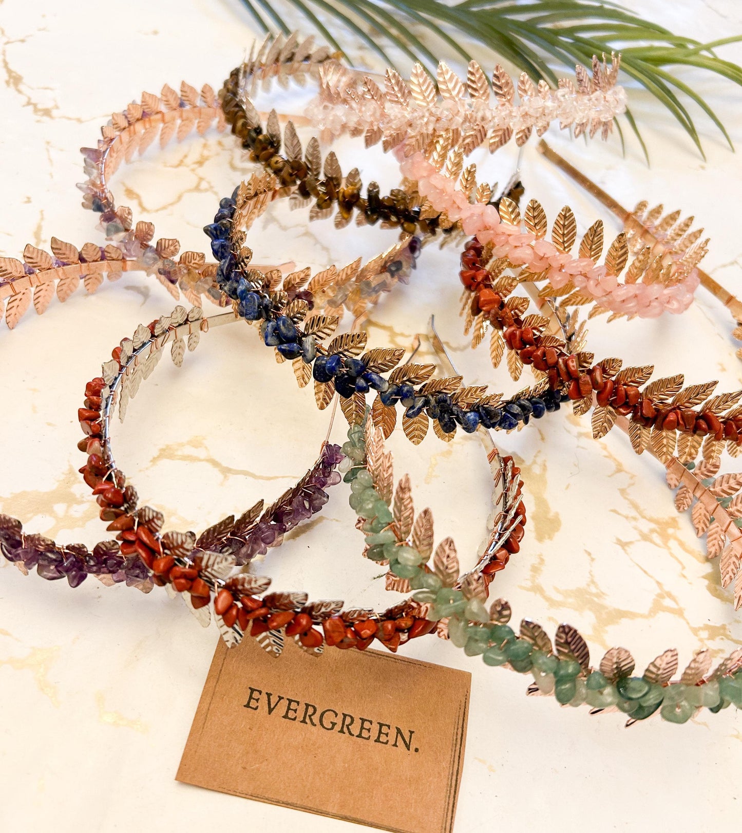 Gold / Silver Crystal Chip & Ornate Leaf Head Band - Wide Variety Available