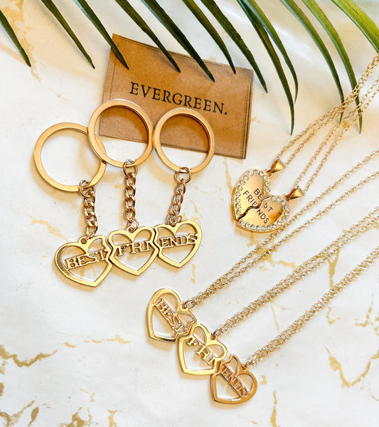 Best Friend Gold Necklace / Keychain Set