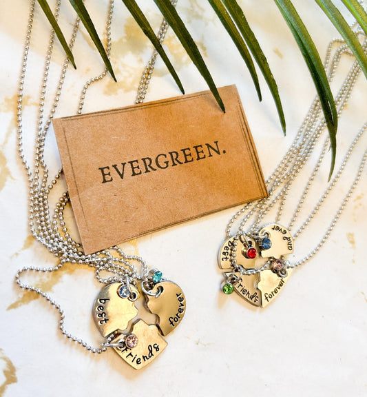 Best Friends Forever Heart Pendant Necklace Set